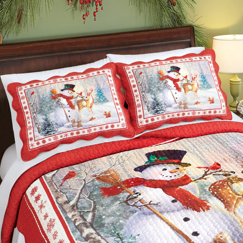 Winston Brands Winter Snowman and Friends Forest Scene Scalloped Edge